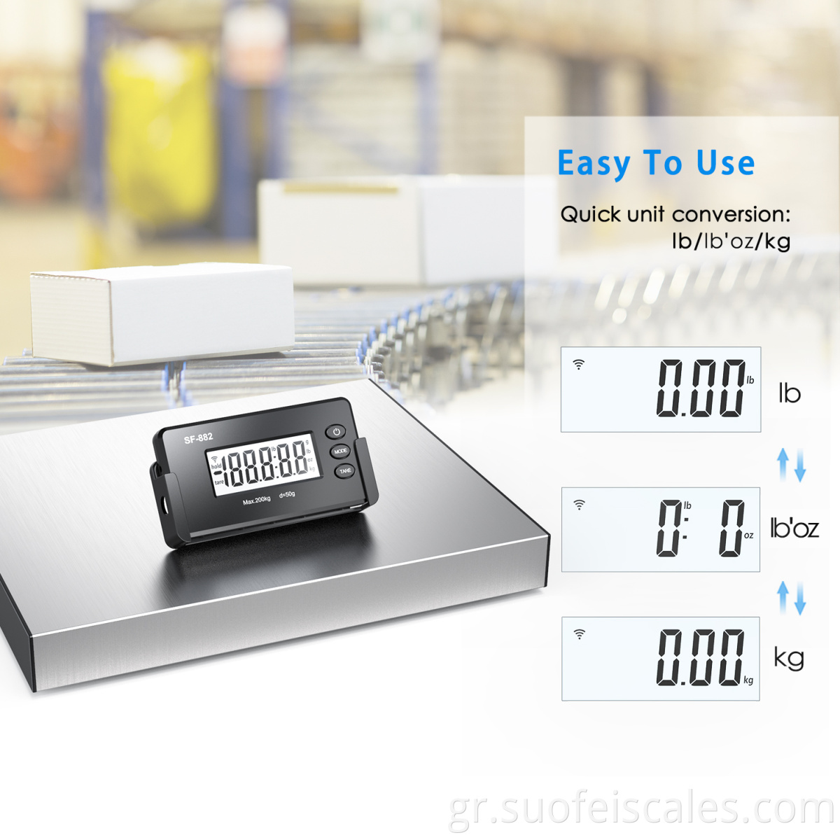 SF-882 200kg Electronic Wazing Scales Digital Wireless ανοξείδωτο χάλυβα Ταχυδρομική κλίμακα